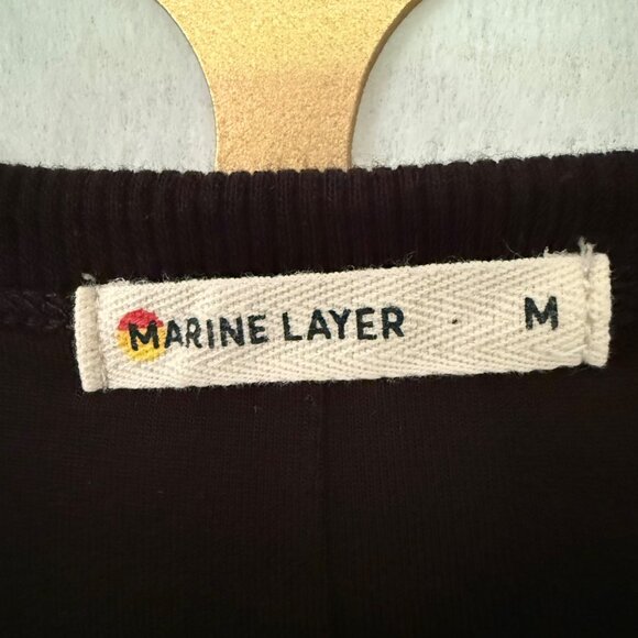 Marine Layer Size M Black Lexi Rib Long Sleeve Scoop Neck Midi Bodycon Dress - Picture 3 of 16